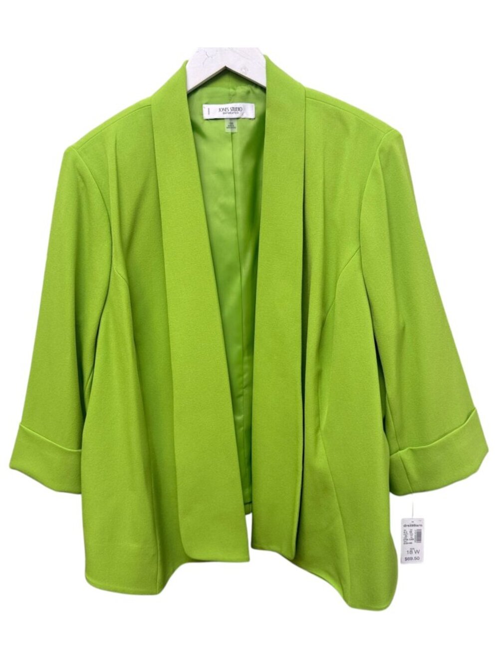 JONES STUDIO Modern Jacket Plus Size 18W Green Open Front Womens Blazer NWT